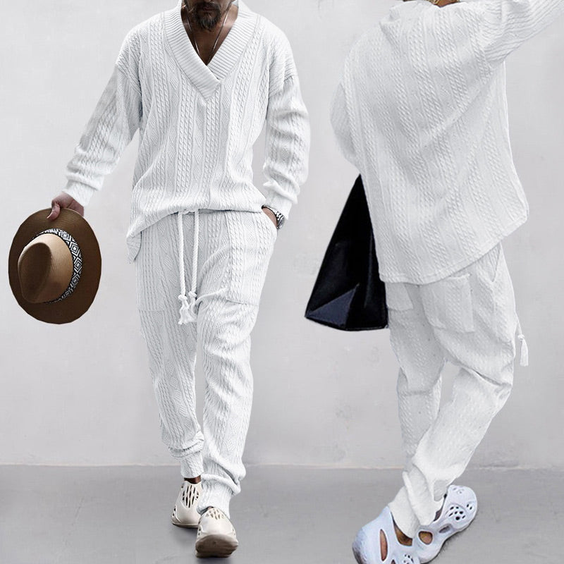 💥Men's 2-Piece V-Neck Baggy Sweatshirt & Joggers Set