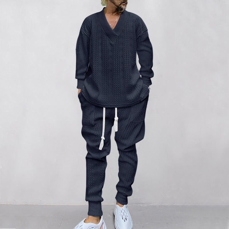 💥Men's 2-Piece V-Neck Baggy Sweatshirt & Joggers Set
