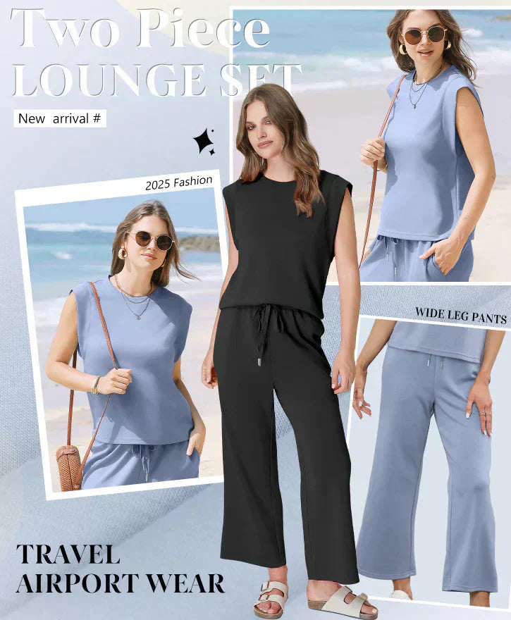 2025 New Women's Sleeveless Top & Wide-Leg Pants 2-Piece Set