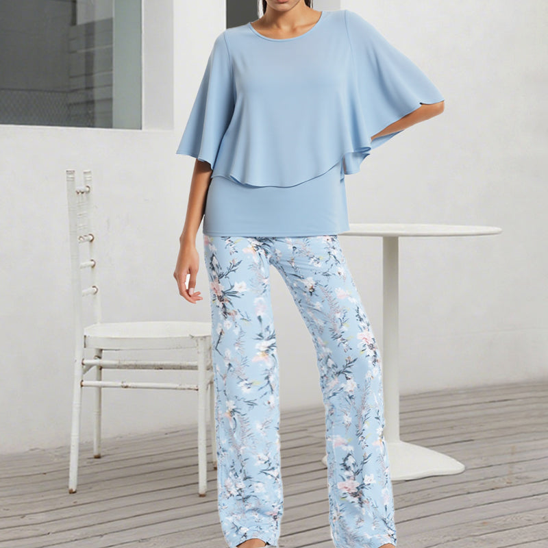 💖Women’s Printed Pants and Crew Neck Top Set