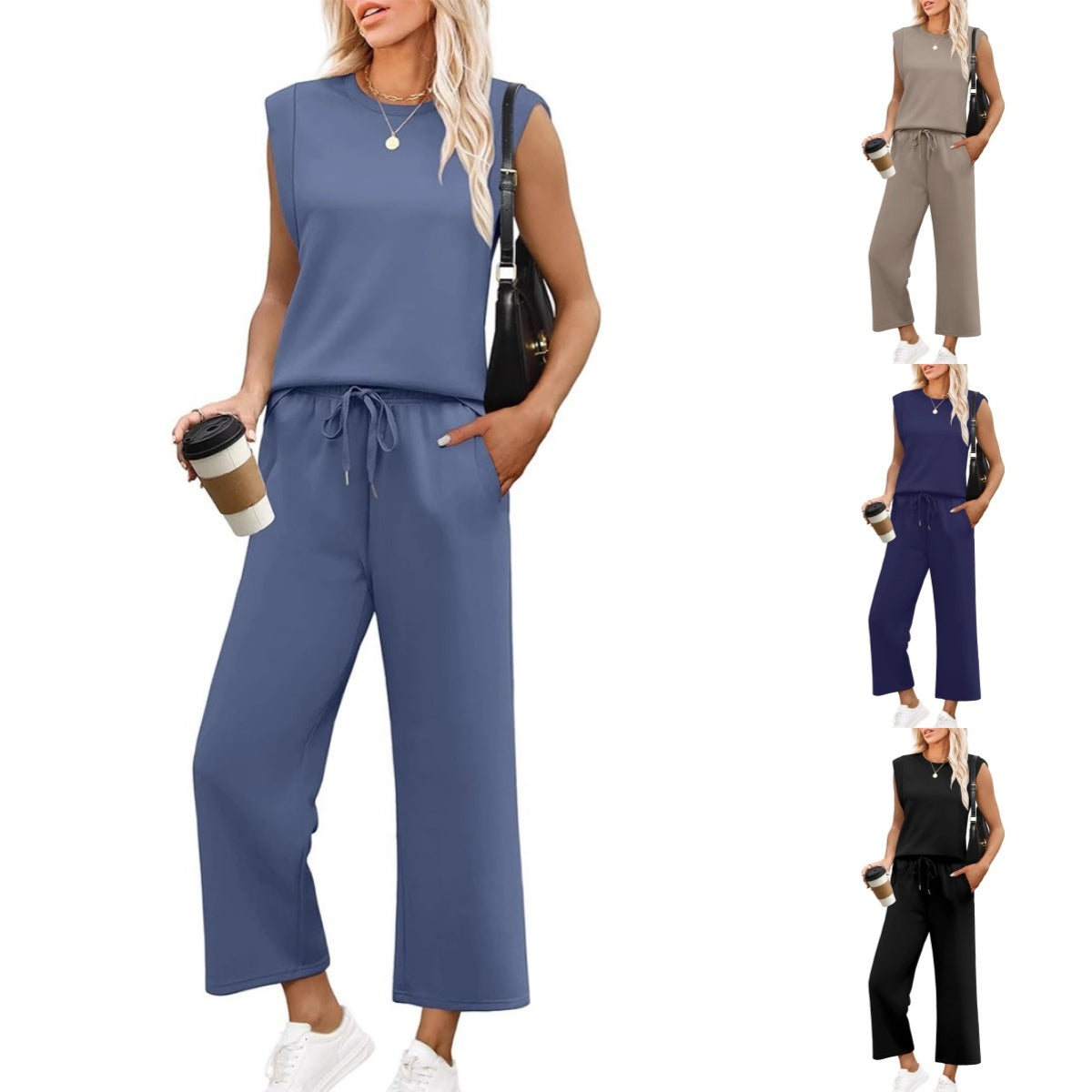 2025 New Women's Sleeveless Top & Wide-Leg Pants 2-Piece Set