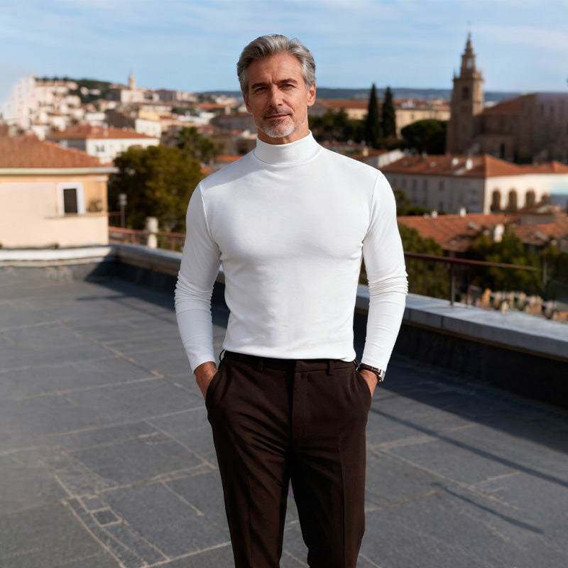 ๐ฅ Men's High Neck Slim Fit T-Shirt - Stretchy & Breathable for Gym or Casual, Modern Style & Comfort ๐โโ๏ธ๐ฆ