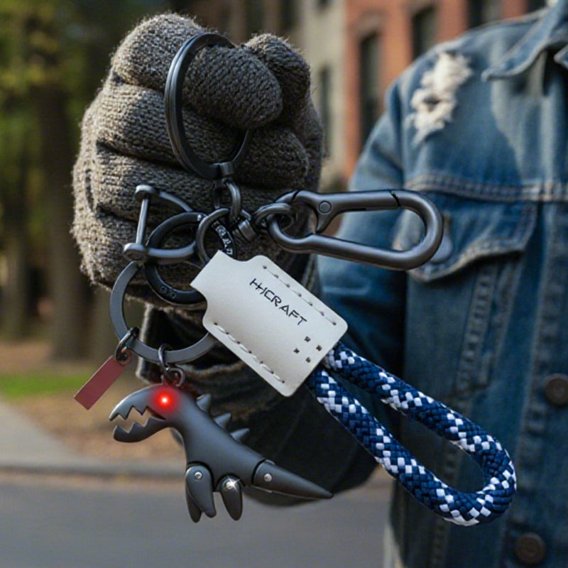 Aluminum Alloy Dinosaur Charm Paired with a Hand-woven Braceletš„