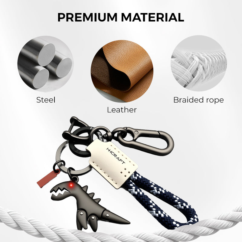 Aluminum Alloy Dinosaur Charm Paired with a Hand-woven Braceletš„