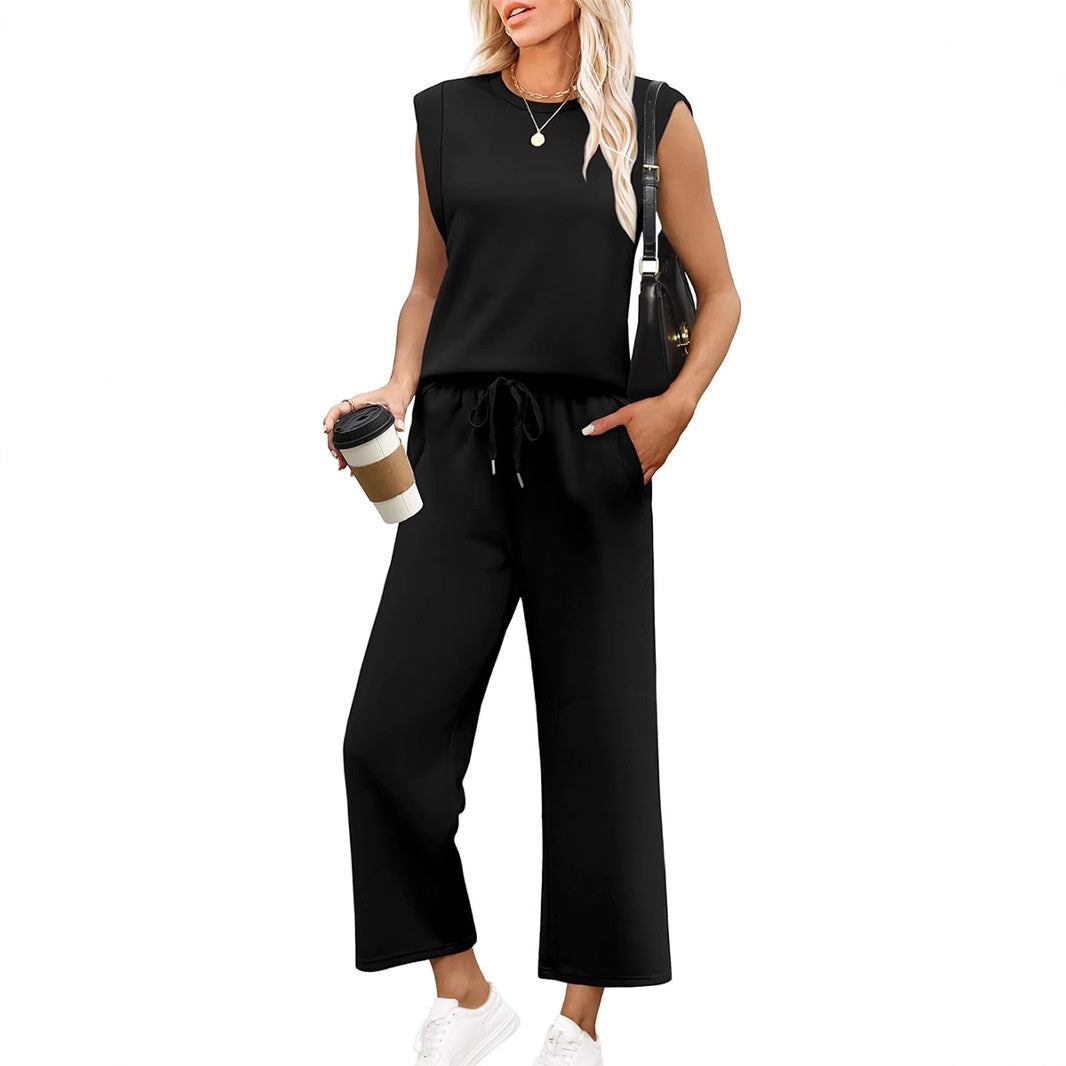 2025 New Women's Sleeveless Top & Wide-Leg Pants 2-Piece Set