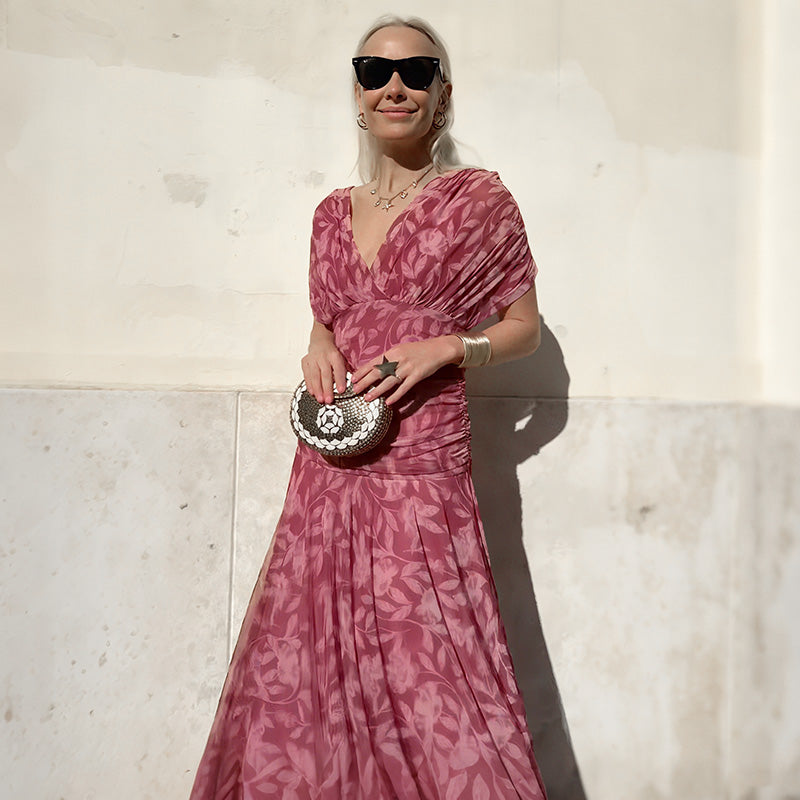 ๐ Women's Off-the-Shoulder V-Neck Printed Dress