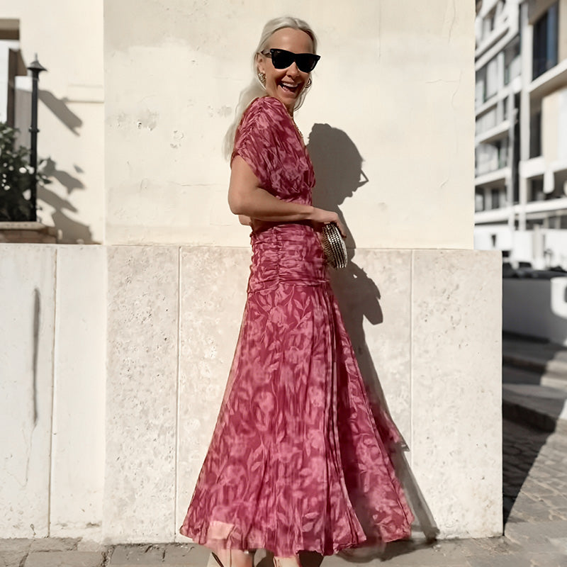 ๐ Women's Off-the-Shoulder V-Neck Printed Dress