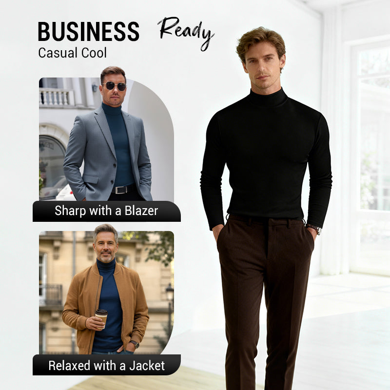 ๐ฅ Men's High Neck Slim Fit T-Shirt - Stretchy & Breathable for Gym or Casual, Modern Style & Comfort ๐โโ๏ธ๐ฆ