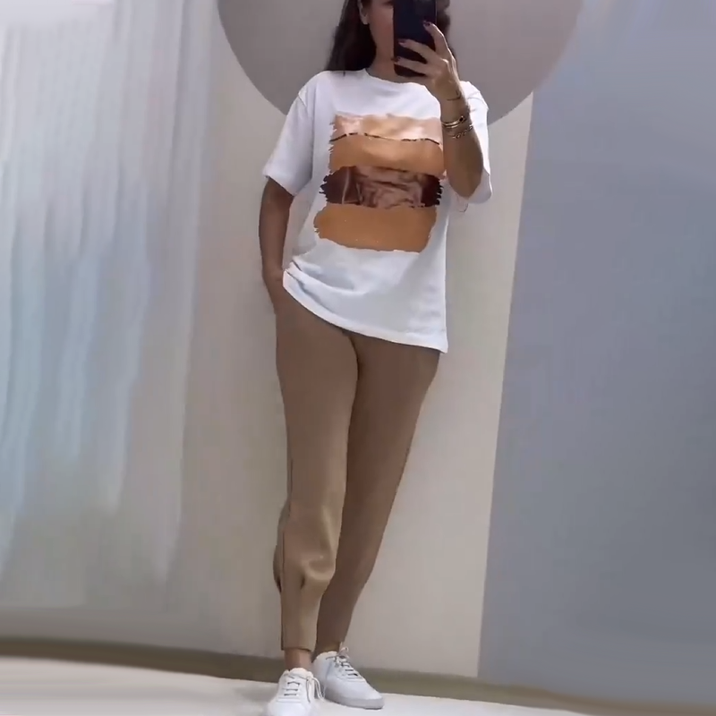 Fashionable Simple Casual 2-Piece Set