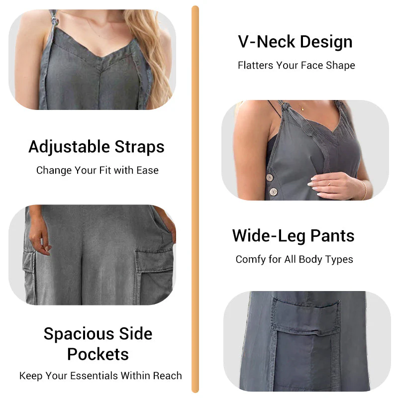 💕Women's Loose Wide-Leg Jumpsuit with Pockets