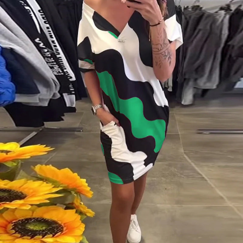 🎉🛍️ Summer New Arrivals🥻Women's V-Neck Short Sleeve Dress