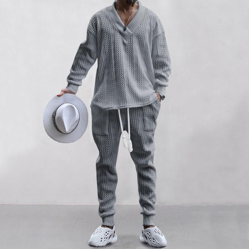 💥Men's 2-Piece V-Neck Baggy Sweatshirt & Joggers Set