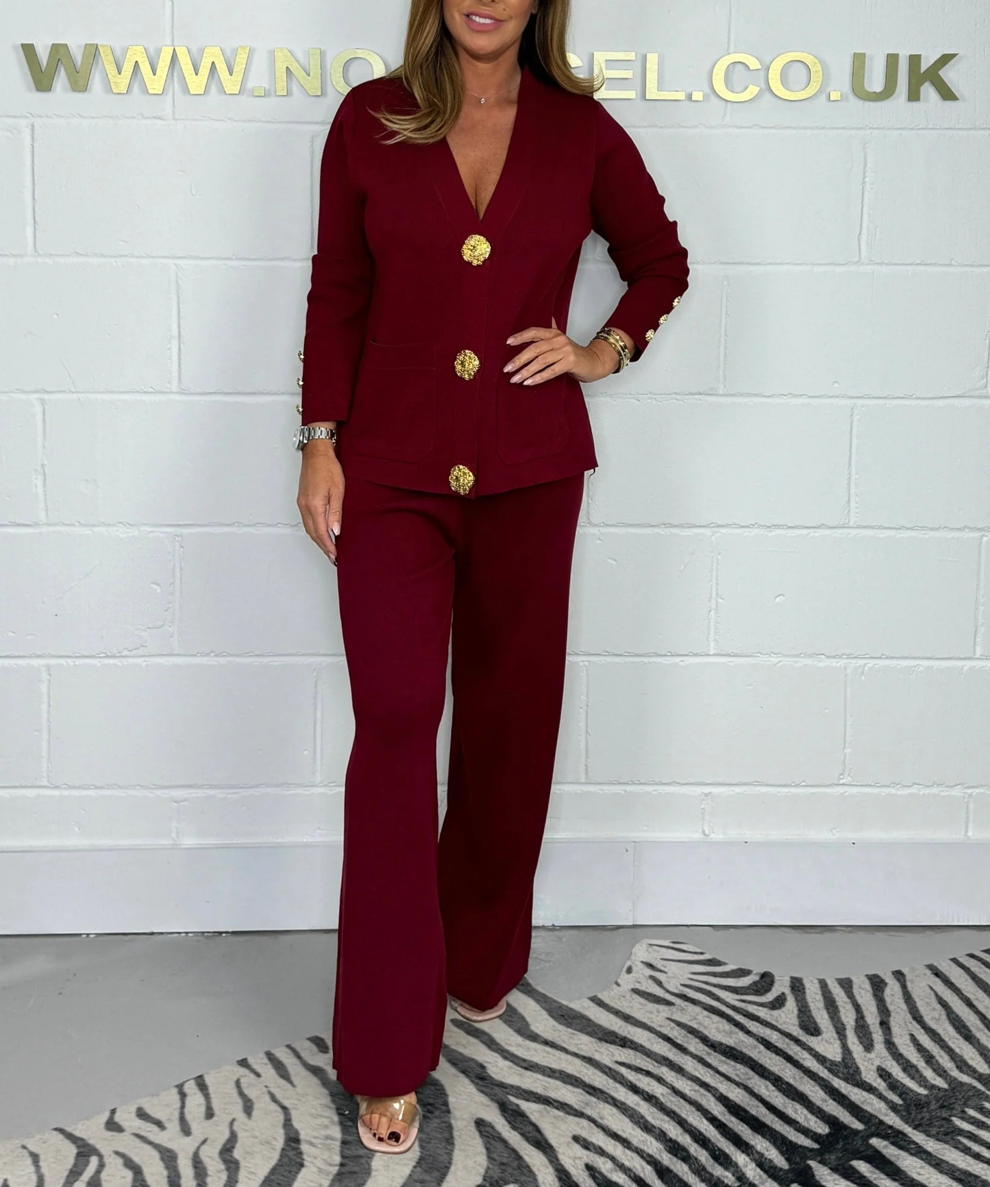 💕Gold Button Soft Knit Trouser Co-Ord