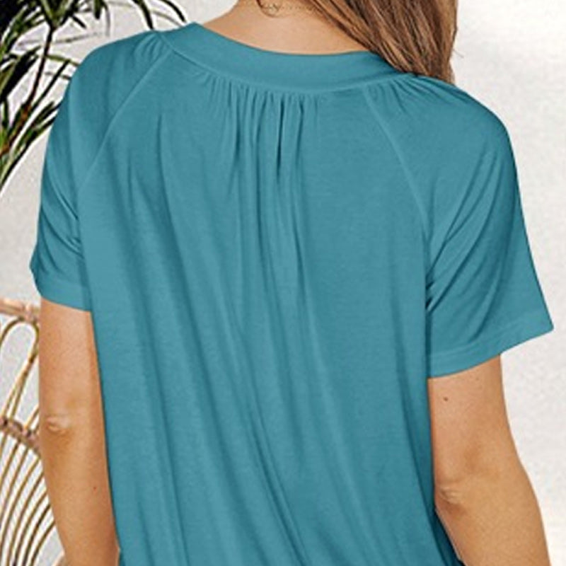 🎀Women's Casual Pleated V-Neck Short-Sleeve Top🥐 | Effortless Tuck Design | Wrinkle-Free Office Wear