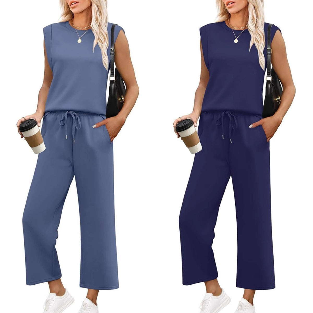 2025 New Women's Sleeveless Top & Wide-Leg Pants 2-Piece Set