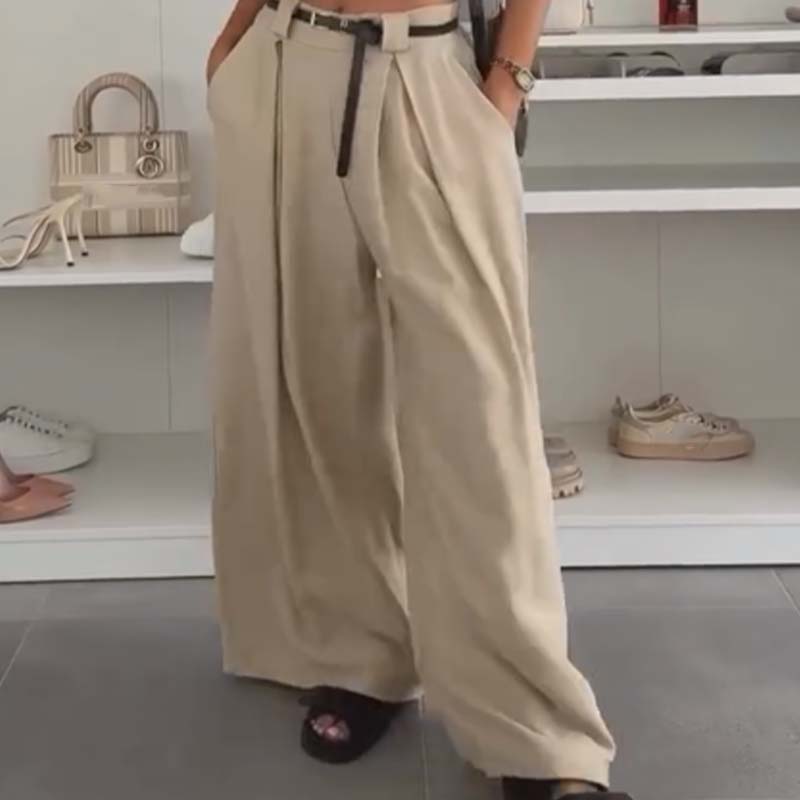 Women's Lightweight Ruched Wide-Leg Pants