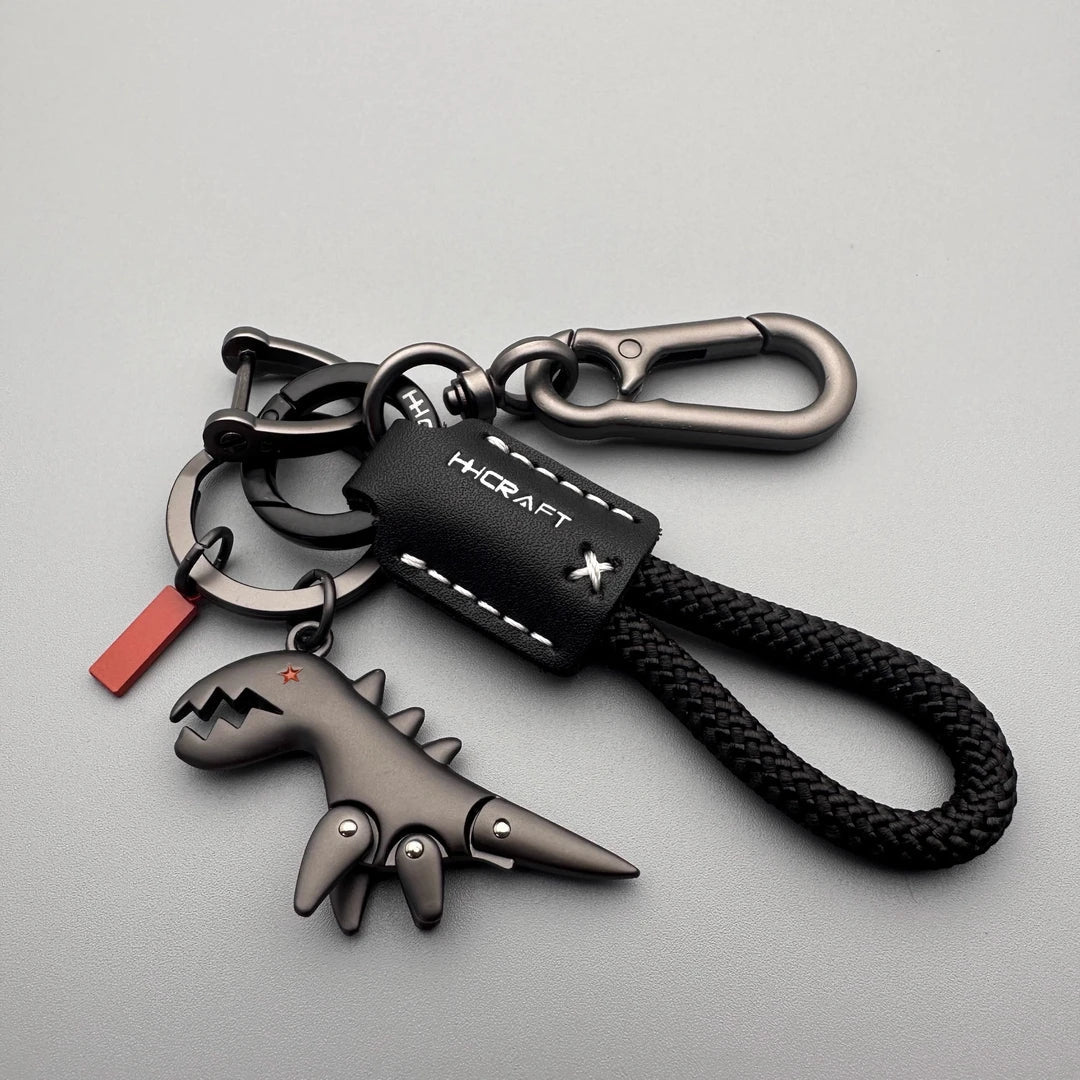 Aluminum Alloy Dinosaur Charm Paired with a Hand-woven Braceletš„