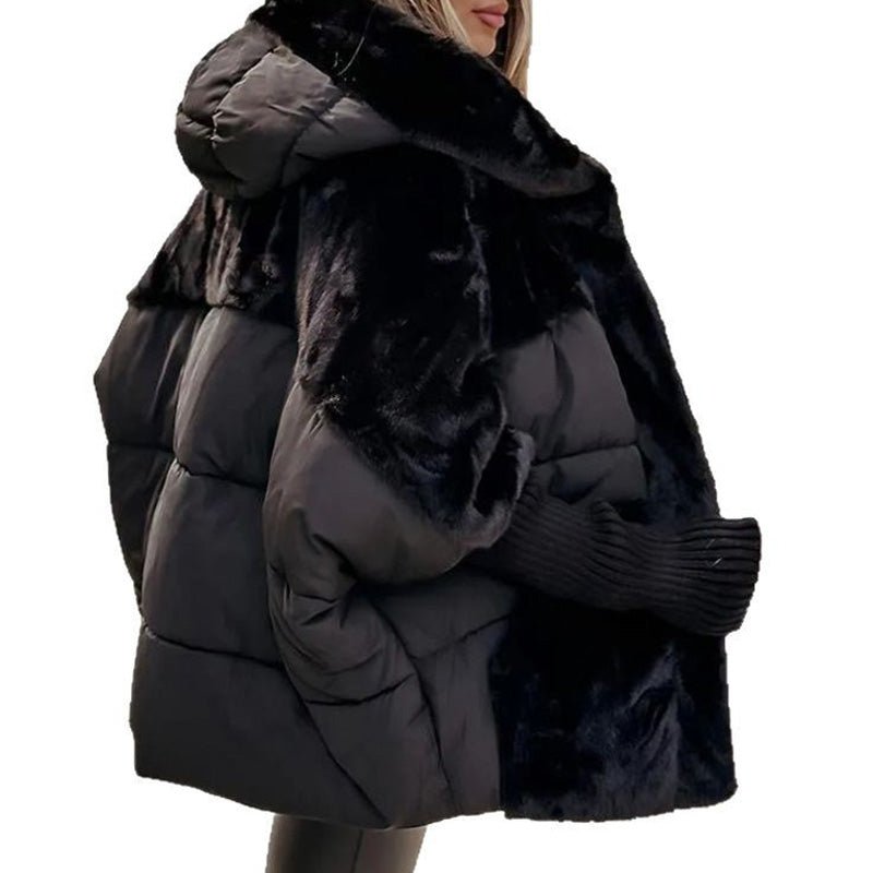 šWomenās Oversized Hooded Patchwork Puffer Coat