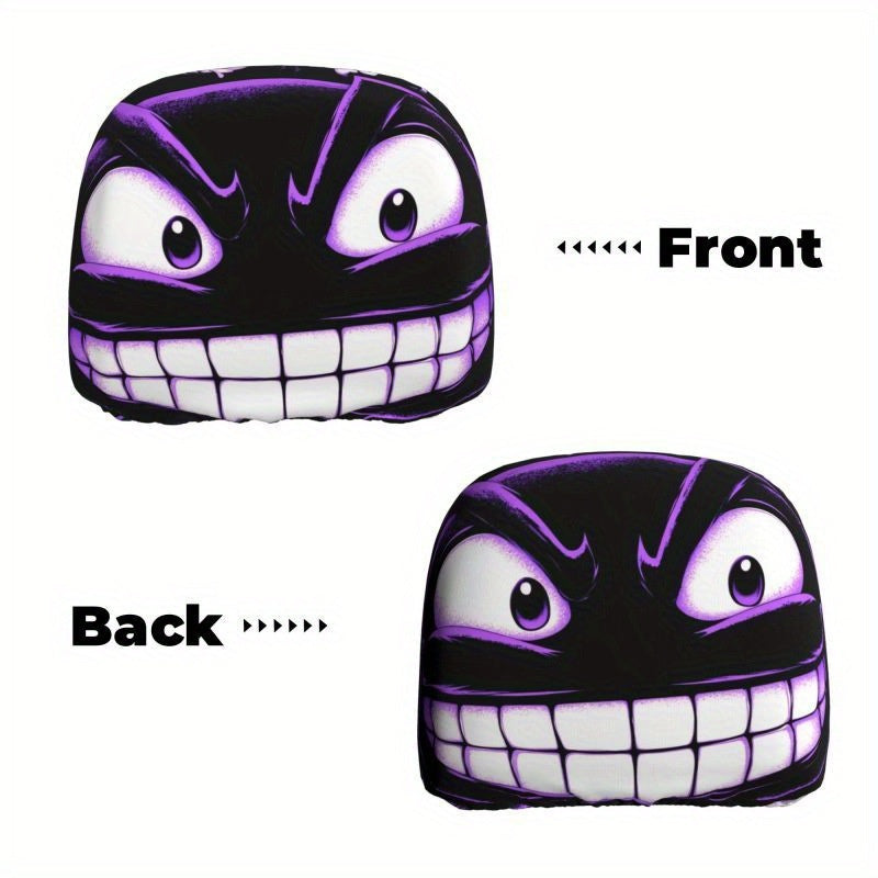 ๐ Funny Cartoon Car Headrest Covers โ 2PCS Universal Fit ๐