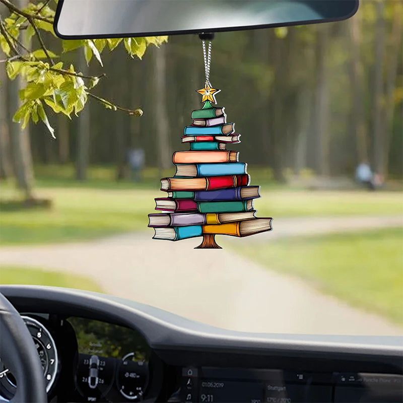 Book Stack Christmas Tree Suncatcher