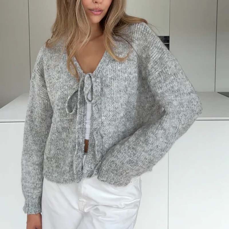 ๐ Women's Cashmere Blend Bow Cardigan โ Soft, Feminine & Timeless Layer for Office, Dates & Casual Days