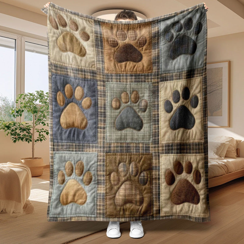 ๐ถ Cute Paw Print Soft Flannel Blanket โ Snuggly, Warm, Lovely Home Decor ๐