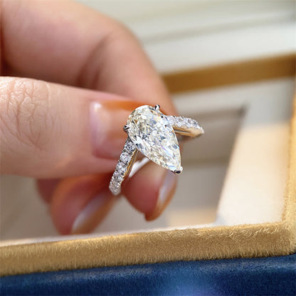 3-Carat Sterling Silver Waterdrop Moissanite Ring