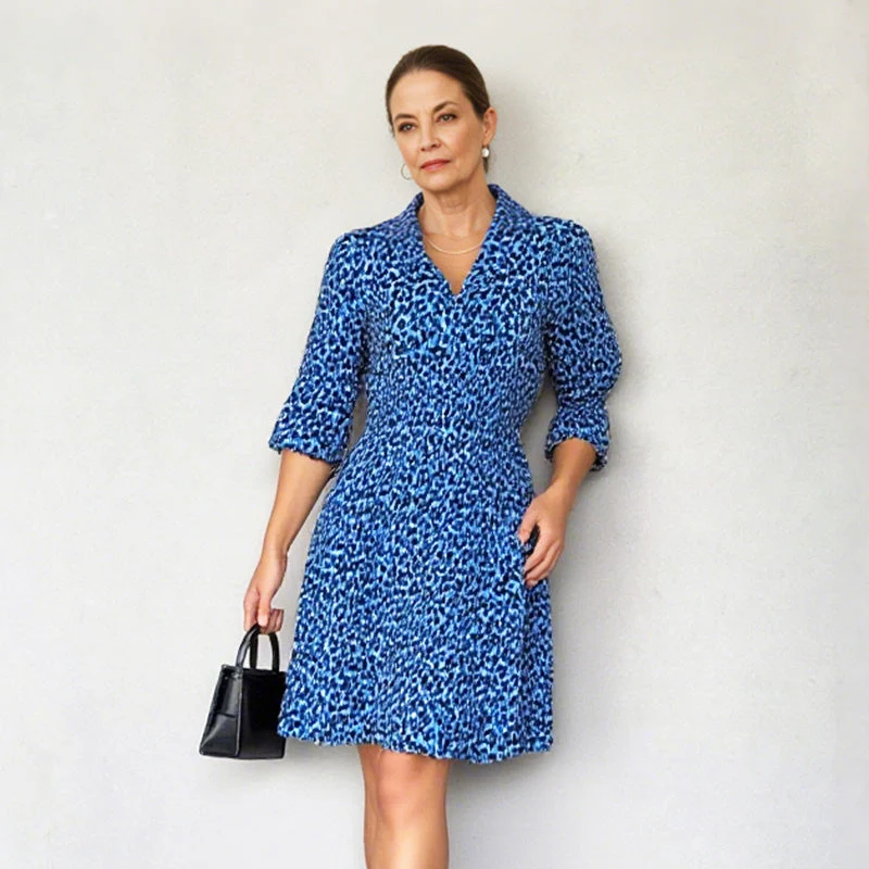 Women's Trendy Leopard Print V-Neck Loose Fit Dress