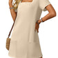 👗Women's Casual Square Neck Pocket Short Sleeve Dress with Pockets