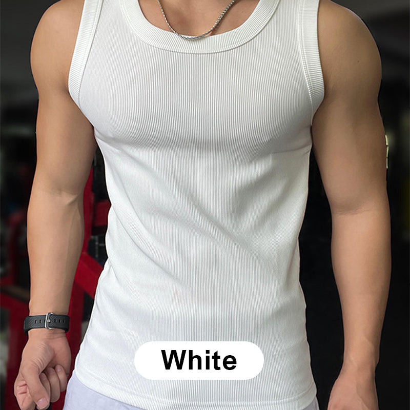 🎉🛍️Men's Summer Essentials-Buy 3 Get 2 Free🎽Round Neck Quick-Drying Stretchy Slim Tank Top