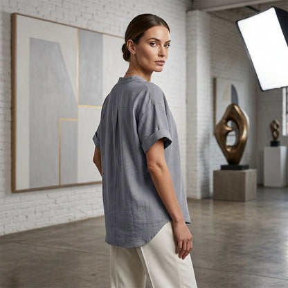 Fashion Loose Solid Color Short Sleeve Top
