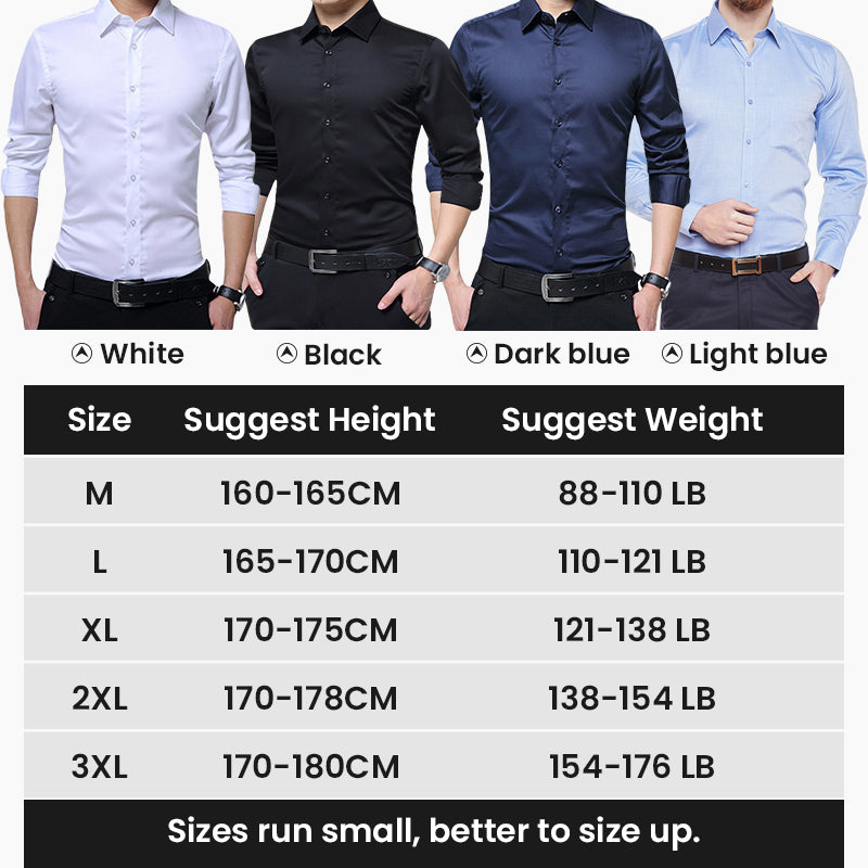 Men's Solid Long Sleeve Wrinkle-Free Formal Casual Shirt（50% OFF）