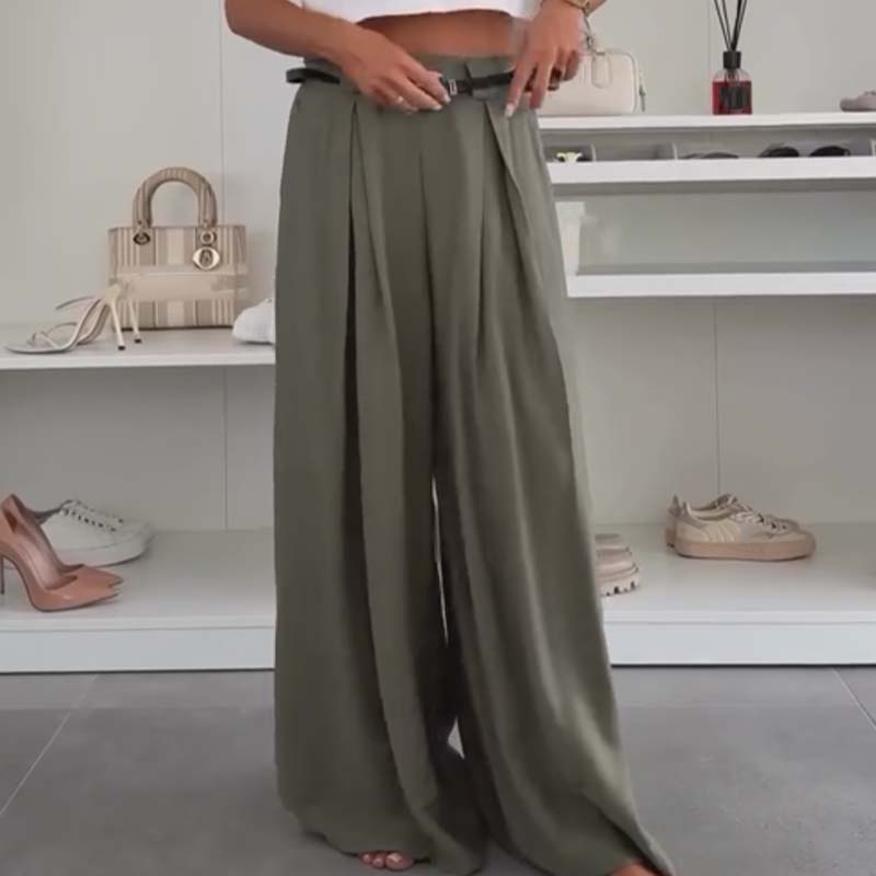 Women's Lightweight Ruched Wide-Leg Pants