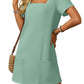 👗Women's Casual Square Neck Pocket Short Sleeve Dress with Pockets