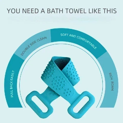 🧼Silicone Back Scrubber for Bath, Double-Sided Body Exfoliating Bath Brush with Soft Silicone Bristles