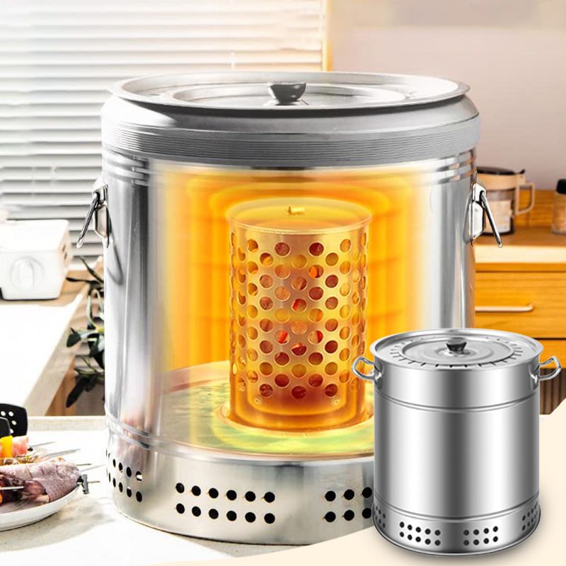 💥Smokeless steel grill bucket with aerospace grade material