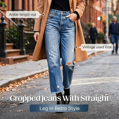 Women’s Retro Cropped Straight-Leg Jeans