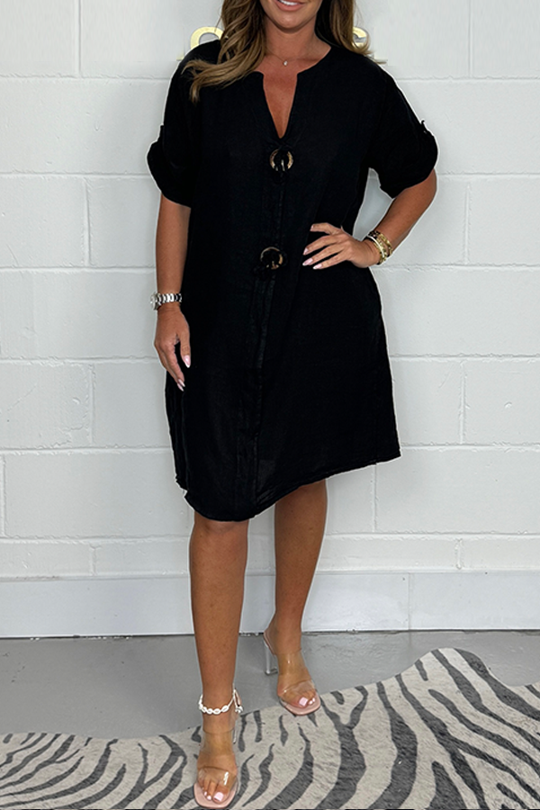 Plus Size Button Up Tunic Dress