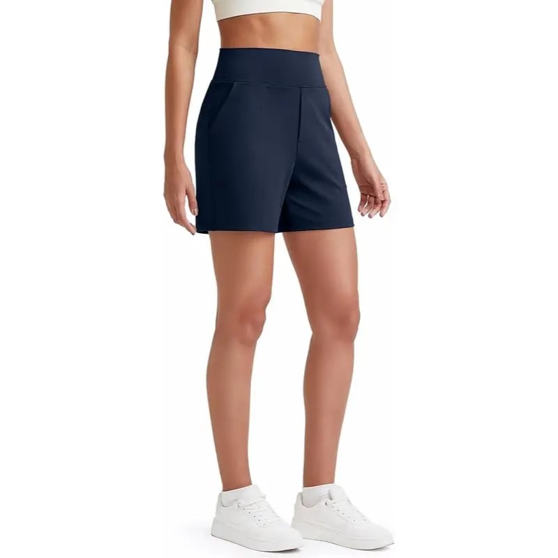 Women's High-Waisted Athletic Bermuda Shorts with Pockets – Running, Yoga, Summer Casual Activewear