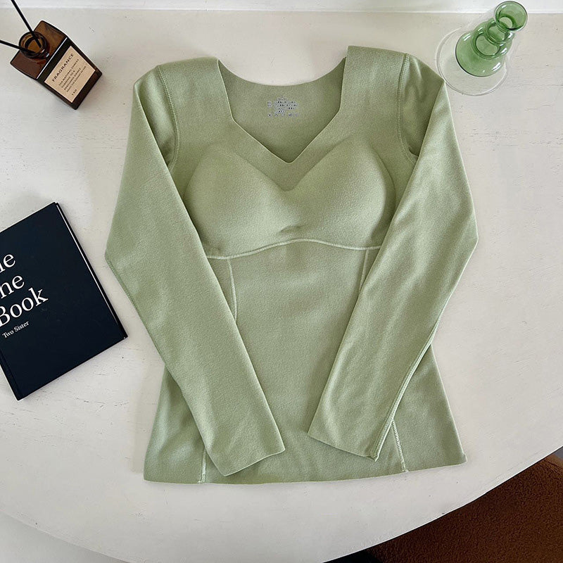 🥳2023 Brand New Fabric Women's Built-in Bra Thermal Underwear