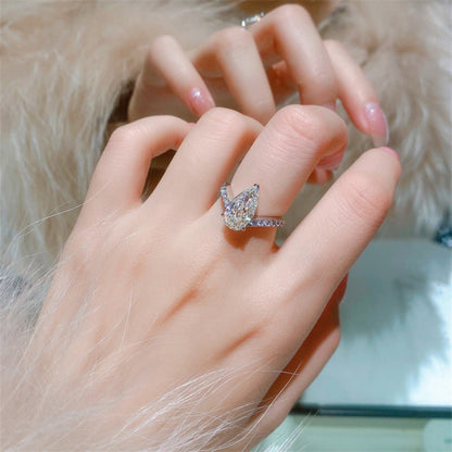 3-Carat Sterling Silver Waterdrop Moissanite Ring