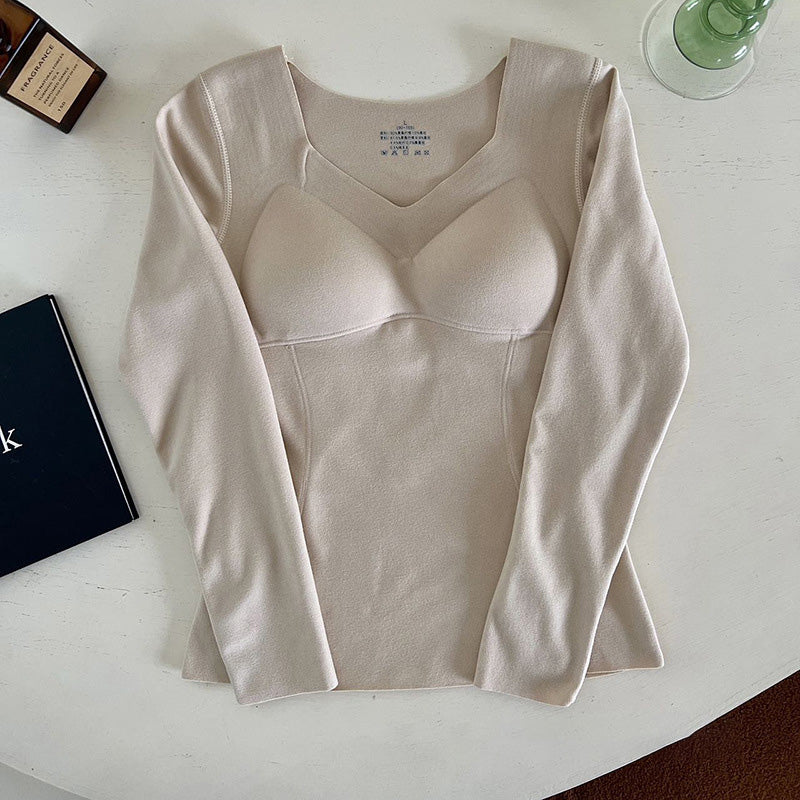 🥳2023 Brand New Fabric Women's Built-in Bra Thermal Underwear