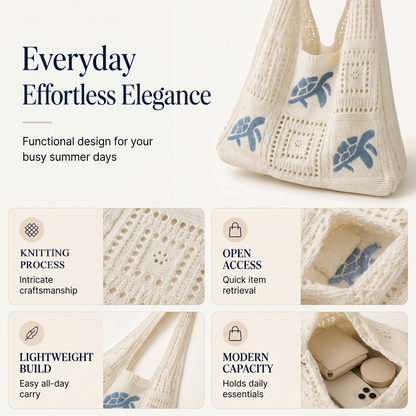 📢📢Turtle Pattern Crochet Tote Bag