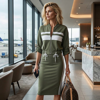 💖 Women's Stand Collar Jacket & Dress Set❄️
