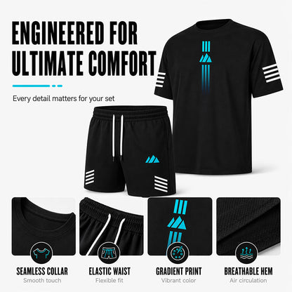 👕Men's Summer T-Shirt & Shorts Set – Gradient design, breathable & lightweight – Perfect for hot days & casual outings 🩳