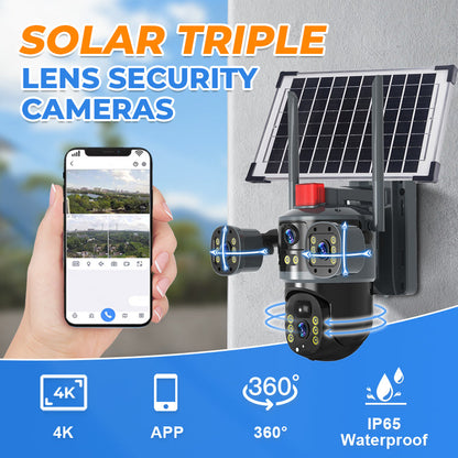 💥New Hot Sale🎥 Triple-Lens Solar 360° Dome Camera✈️ free shipping