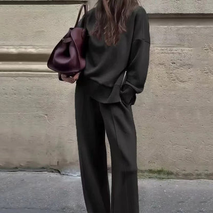 💥High-Neck Side-Zip Sweatshirt & Pants Set 👚👖