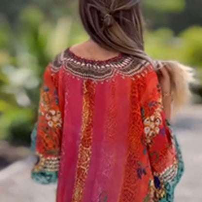 Women's Loose V-Neck Asymmetrical Dress