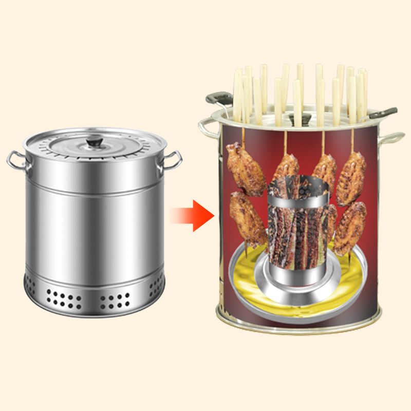 💥Smokeless steel grill bucket with aerospace grade material