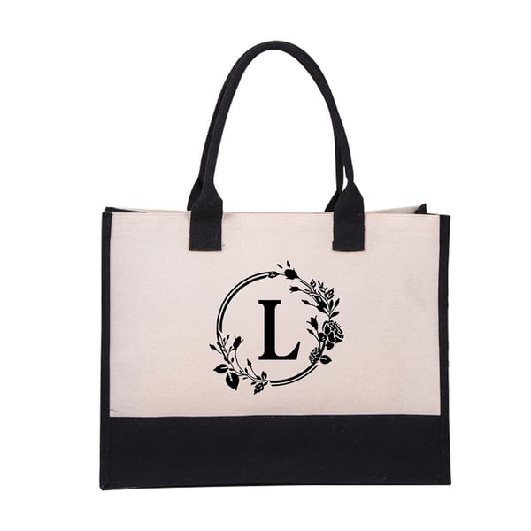 【🎁Mother's Day Gift】Perfect Gift-DIY Letter Canvas Bag Women Hit Color Simple Shoulder Shopping Tote Handbag